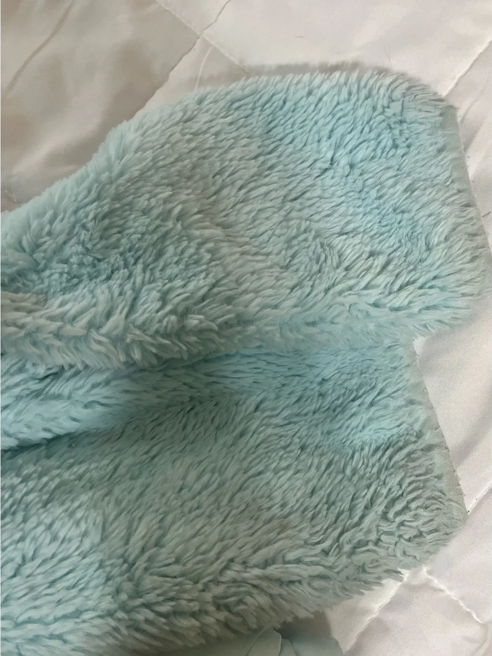 Justice Light Mint Blue Hooded Puffer Jacket with Faux-Fur Sleeves